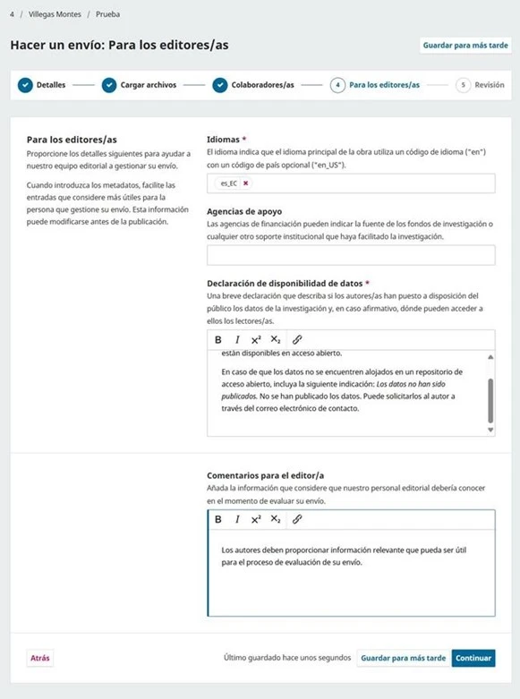 información para los editores en OJS